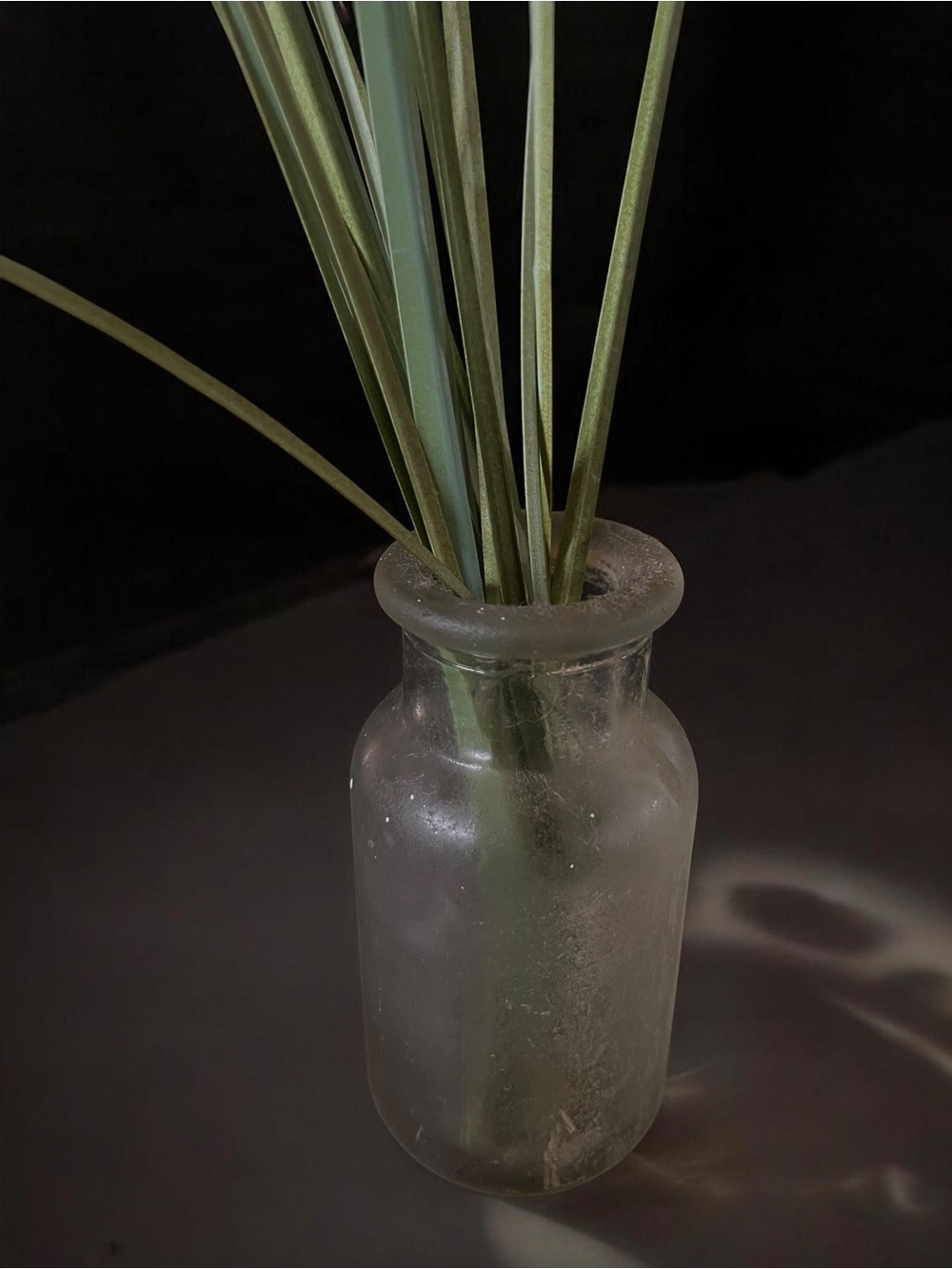 Seaglass Frosted Glass Vase with Green Accents - Home Accents